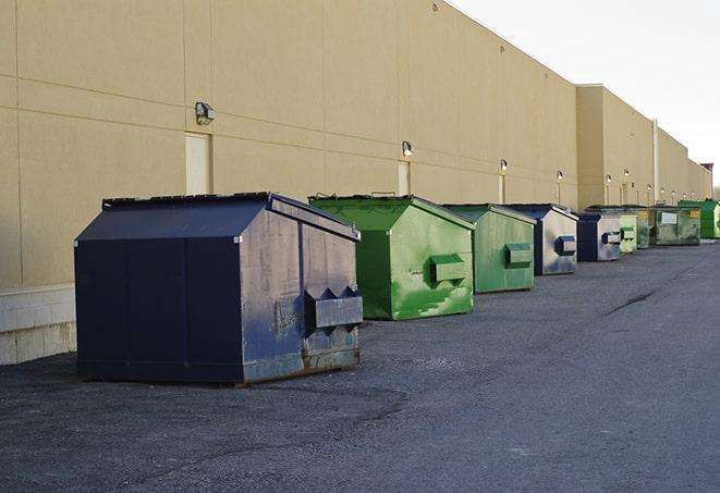 dumpsters lined up waiting to be filled with construction waste in Columbia